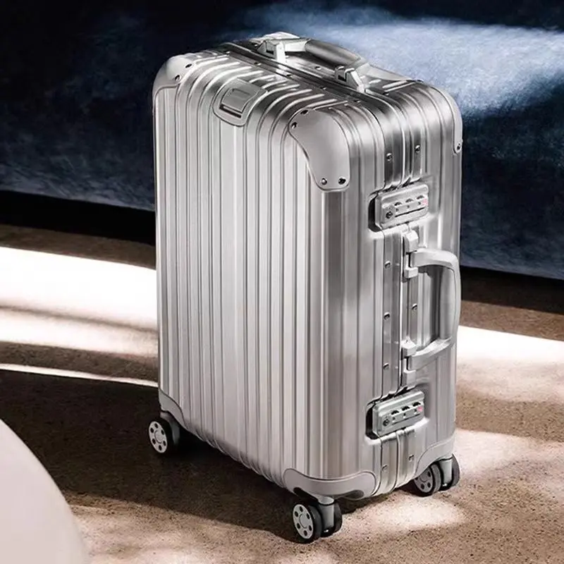 S04c890ad094b41519e3f67a318435c00E.webp Aluminum Suitcase Metal Luggage 20 Inch Carry-on Travel Bags Trip Cabin Password Trolley Case Travel Wheeled Suitcases