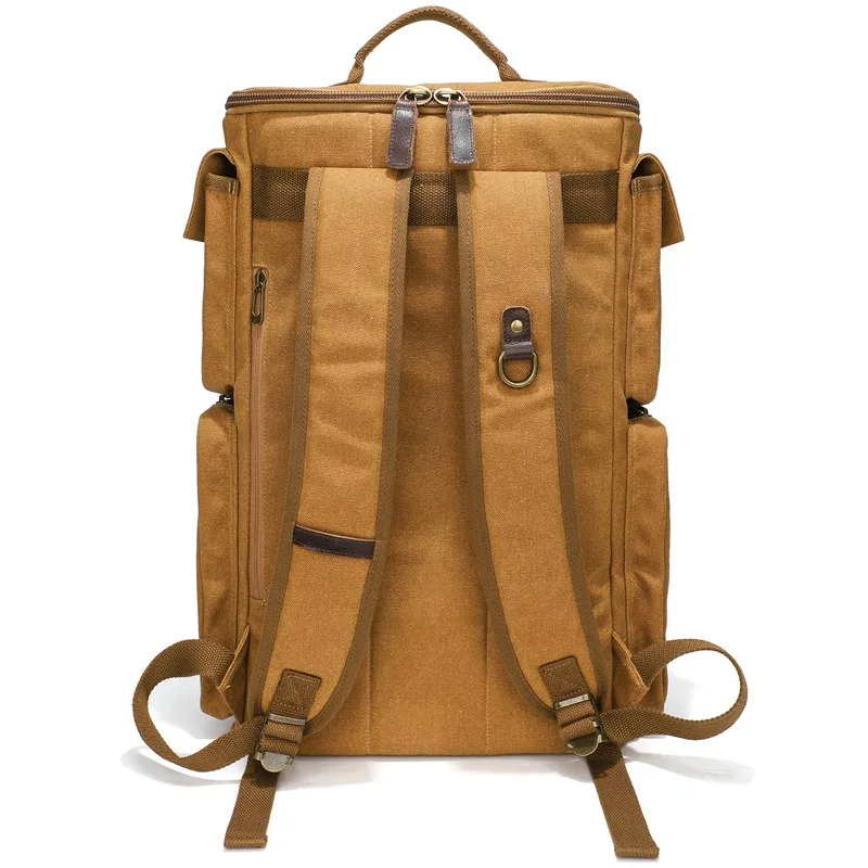 Canvas backpack - outdoor large-capacity waterproof travel double-shoulder bag, durable and breathable computer bag
