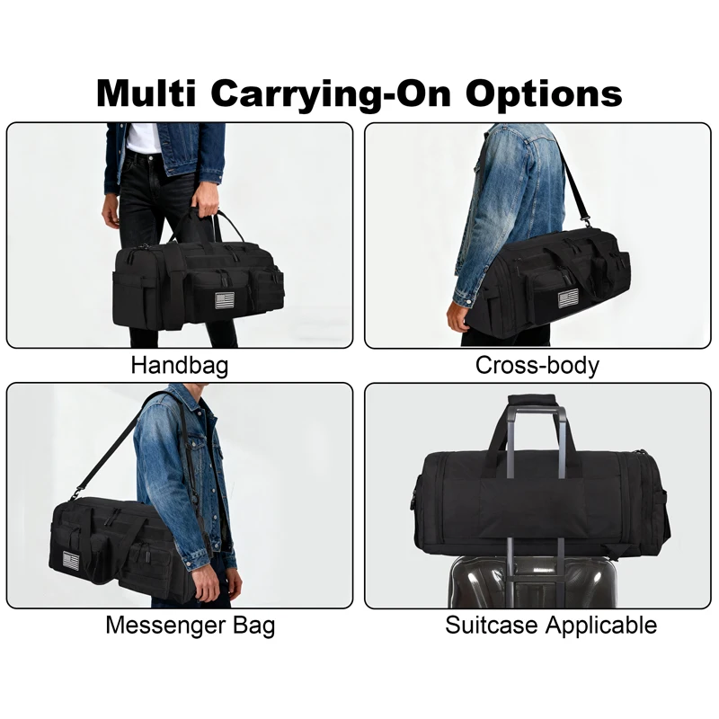 S20f422526c9e4044981d0051486fd6b9A.webp LHI 50L 3 in 1 Travel Duffle Bag Men Large Gym Sports Bags Tactical Military Duffle Backpack with Shoes Compartment & Wet Pocket