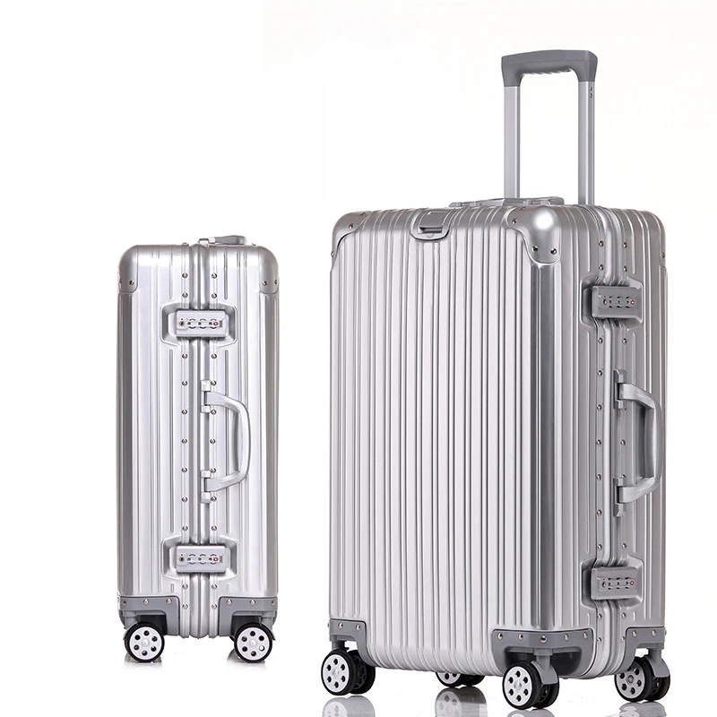 S23d0b68bdd4e4aa39f1ad3f0bd658d75p.webp Aluminum Suitcase Metal Luggage 20 Inch Carry-on Travel Bags Trip Cabin Password Trolley Case Travel Wheeled Suitcases