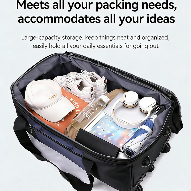 S2d488d55dfc54a32ae52caf0a0c919cen.webp Large Capacity Travel Backpack Pull Rod Wheel Travel Bag Multi Functional Air Consignment Package Outdoor Scalable Luggage Bag