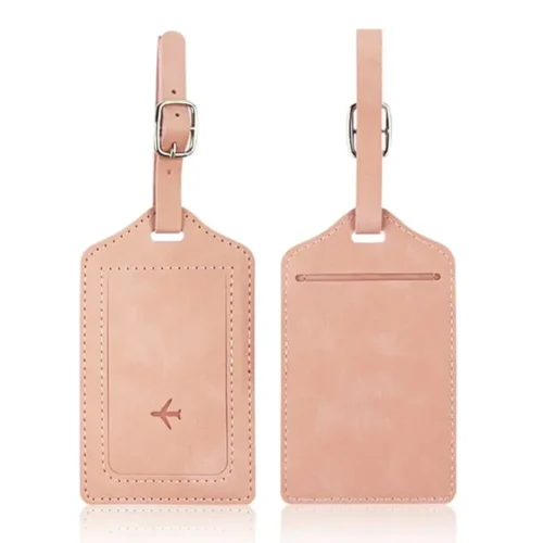 S393c8bf114ff43bf85b3dd93e0feca9fr.webp Fashion Leather Luggage Tag Portable Baggage Label for Men Women Universal Travel Boarding ID Tags Accessories - Assorted Color