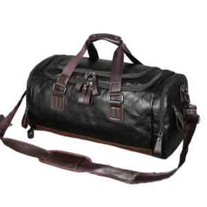 S70c67e5b9eb74b1383a2a7fdb4a13efao.webp Genuine Split Leather Travel Bag for Men - Large Capacity Water-Resistant Gym Duffel Bag for Business Trip & Sports