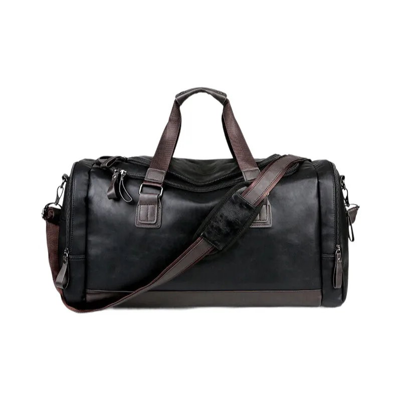 S99002da119604473b4c0bbb61f0eb56aj.webp Genuine Split Leather Travel Bag for Men - Large Capacity Water-Resistant Gym Duffel Bag for Business Trip & Sports