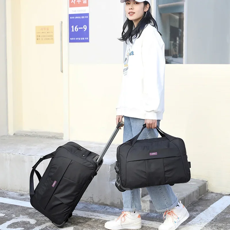 Sa80599b592ea4db987e407bcc3a6dff2F.webp Large Capacity Waterproof Oxford Wheeled Bag, Travel Suitcase Rolling Luggage with Wheels