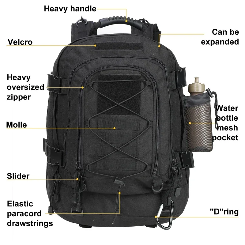 Saf2211af94144e6e8d474444add3fc0bS.webp Extra Large 60L Tactical Backpack for Men Women Outdoor Water Resistant Hiking Backpacks Travel Backpack Laptop Backpacks