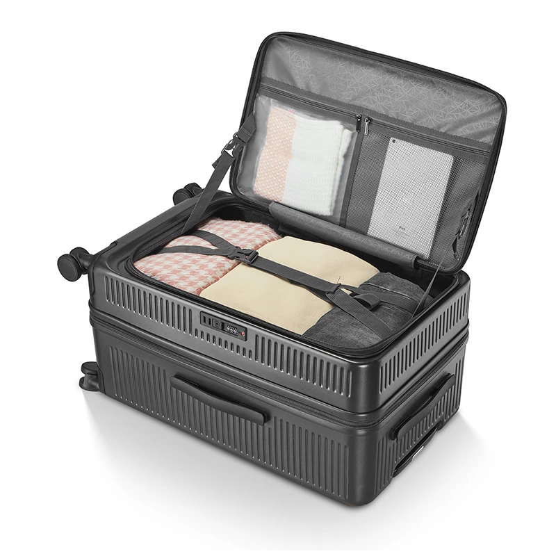 20 inch Expandable Luggage Front Opening Suitcase Boarding Box with Password Lock Zipper Anti-drop PC Material