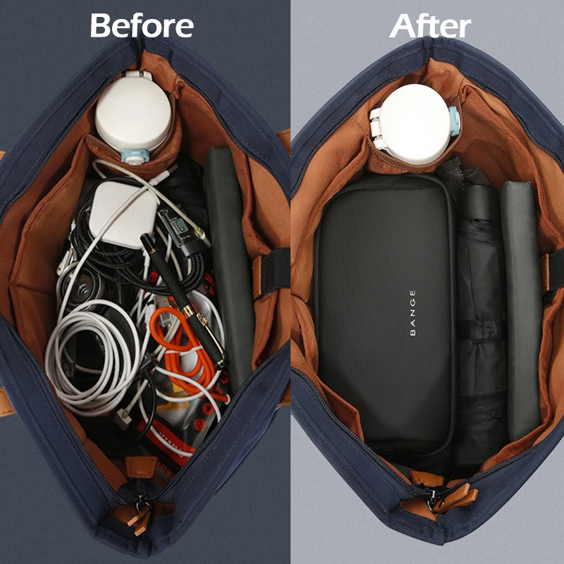 Scdfd59565a674dba9e8890c5f78627b8P.webp BANGE New Unisex Polyester Light Waterproof Digital USB Cable Storage Hand Bag, Electronics Travel Bag Organizer for Cable Case