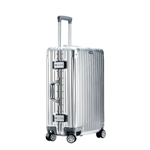 Scf006b5f944844a39a47ac67225c3d9dC.webp Aluminum Suitcase Metal Luggage 20 Inch Carry-on Travel Bags Trip Cabin Password Trolley Case Travel Wheeled Suitcases